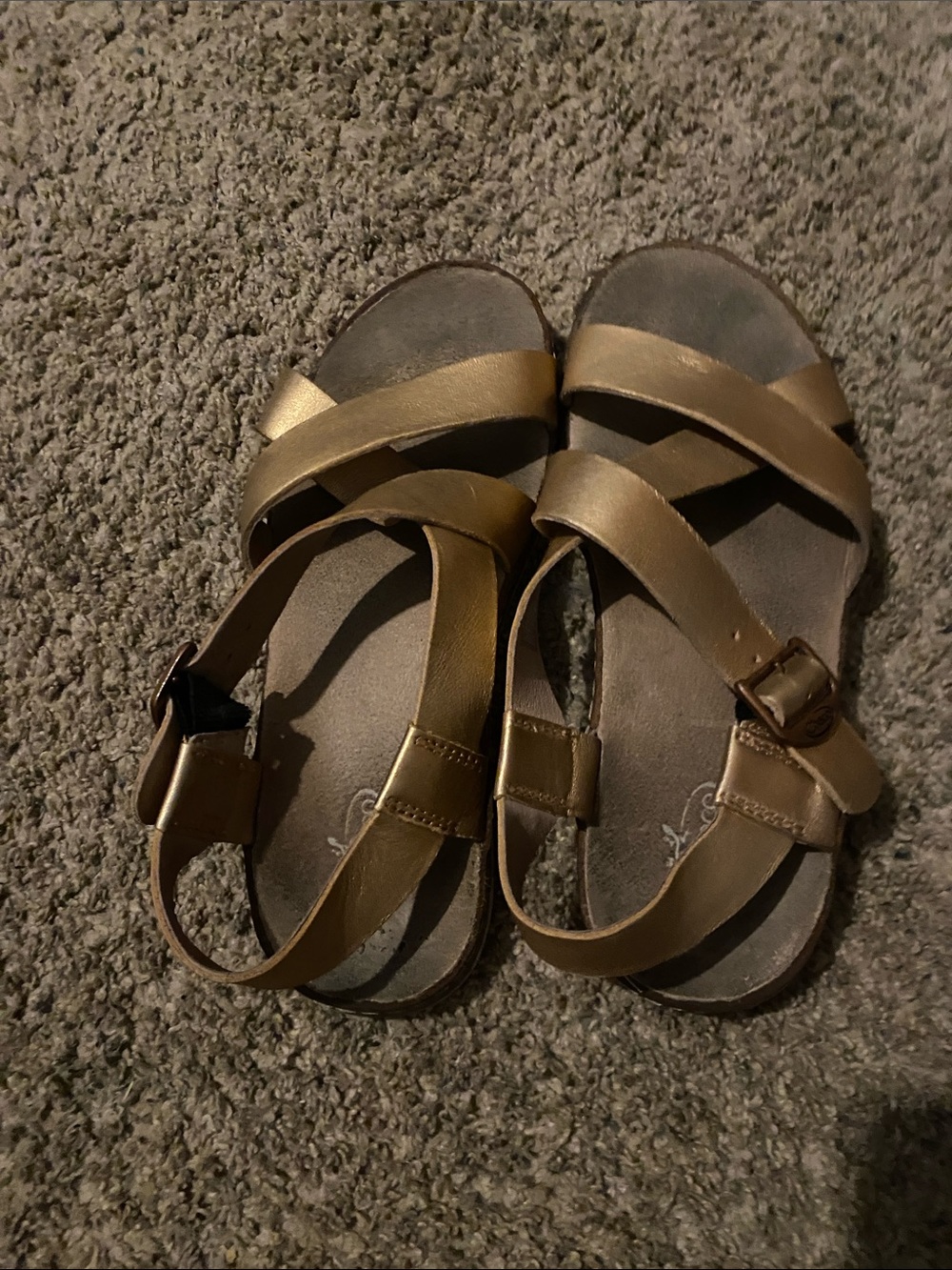 Chaco Kids Metallic Bronze Crisscross Strap Sandals